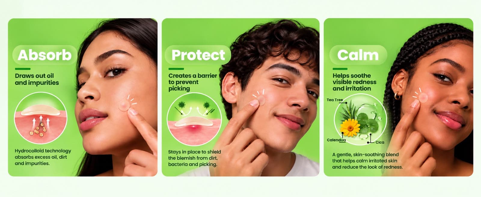 Absorb, protect and calm blemish-prone skin
